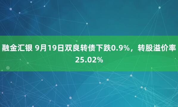 融金汇银 9月19日双良转债下跌0.9%,转股溢价率25.02%